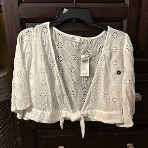 Hollister Cropped Blouse with Tie Front